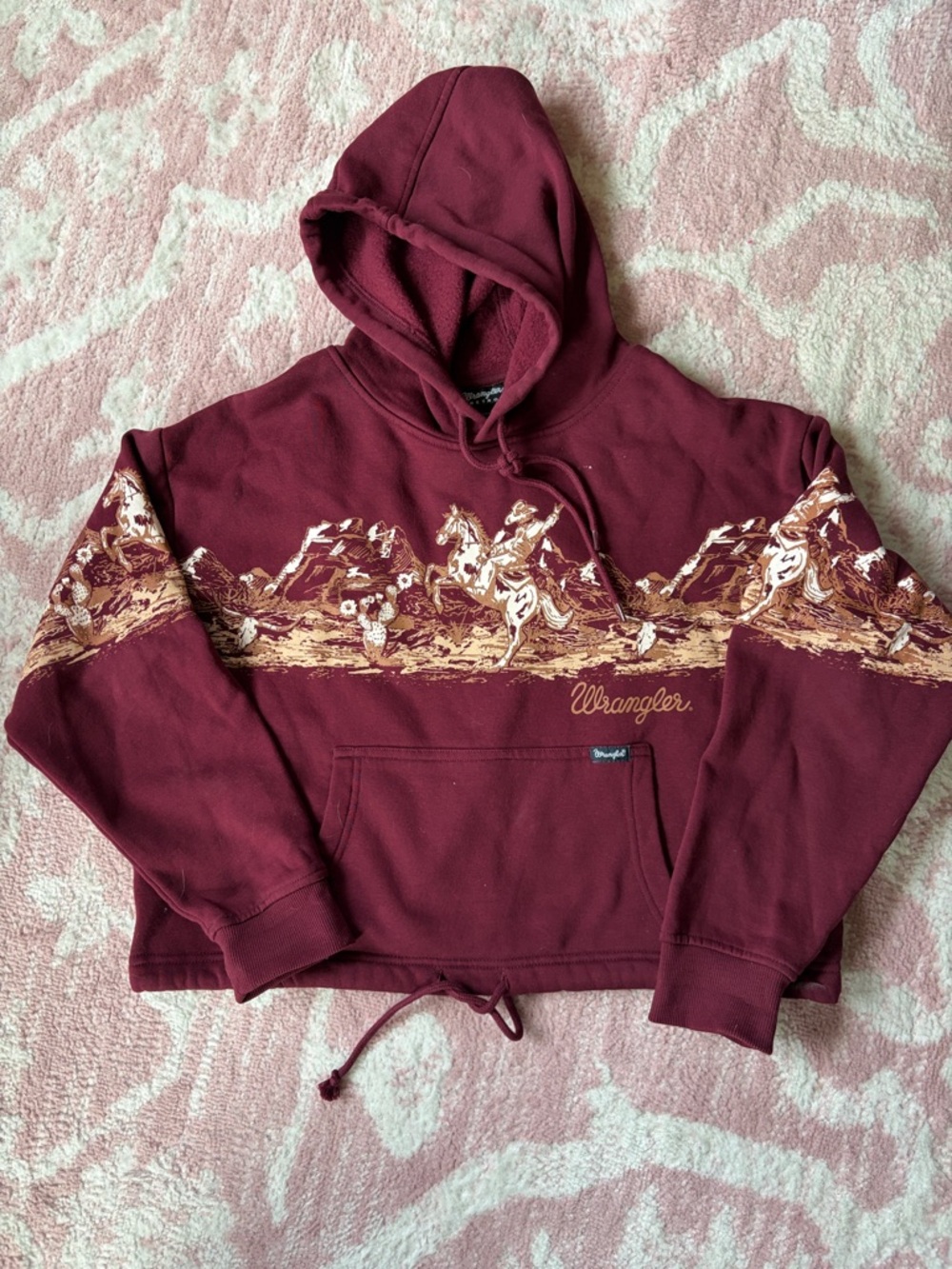 Wrangler Women's Burgundy Hoodie with Western Horse Print